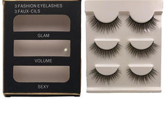 3 pairs natural  3d mink lashes